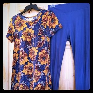 Lularoe Carly xxsand one size solid blue leggings